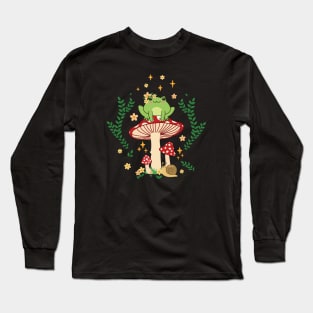 Kawaii Cottagecore Aesthetics Lady frog Long Sleeve T-Shirt